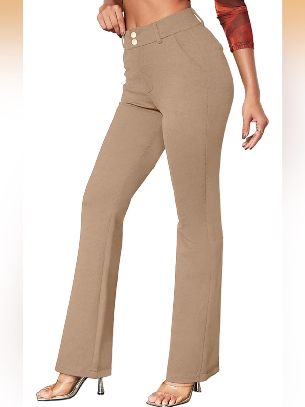 NWT High-Waist Flare Pants in Taupe - Size Small